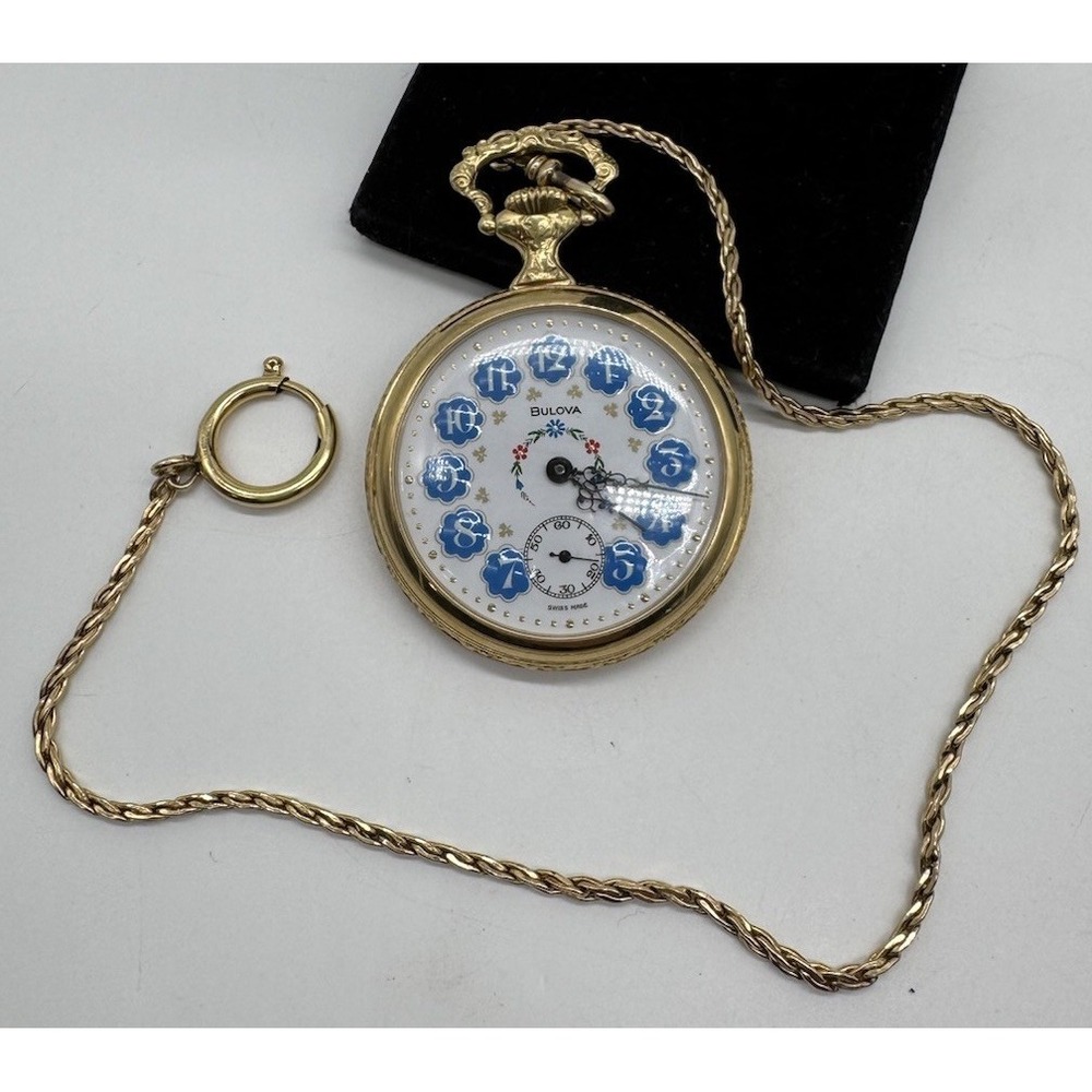 VINTAGE ANTIQUE Bulova 47.5 mm "UNITAS" Pocket Watch With 14k Gold Filled Chain